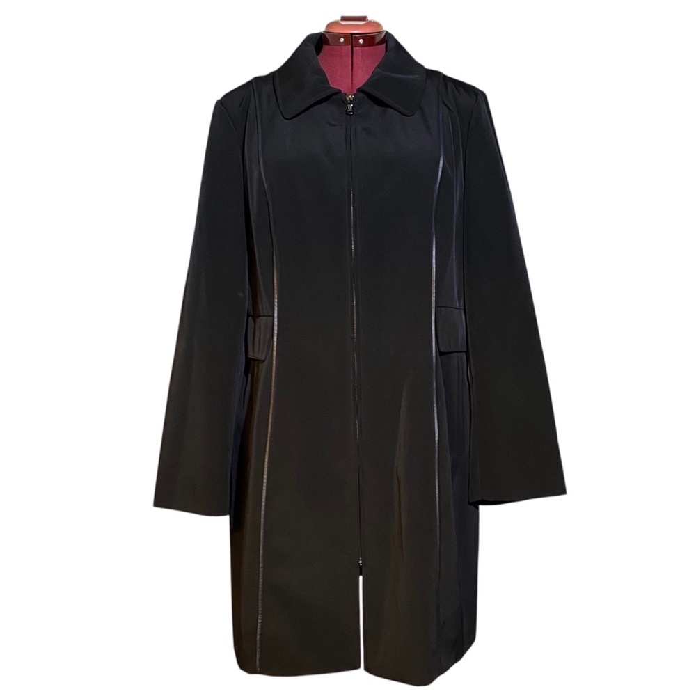 Anne Klein Mid-thighs Trench Coat in Black